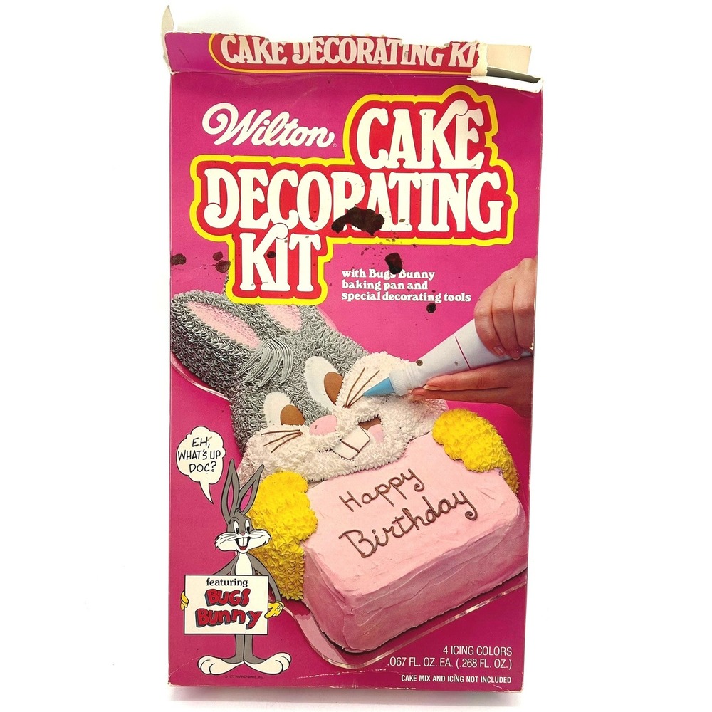 Vtg 1977 Wilton Bugs Bunny Cake Decorating Kit Looney Tunes Baking Pan 3205-276
